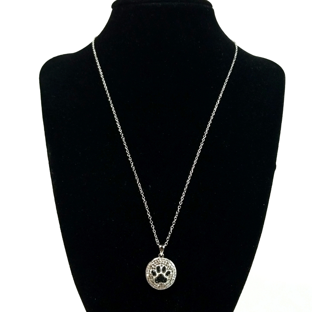Kohls Faux Gemstone 925 SS Sterling Silver Dog Lover Paw Chain Necklace 18"